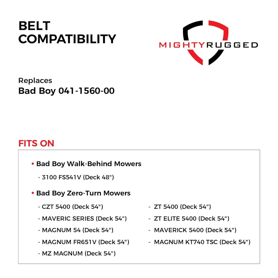 041-1560-00 Bad Boy 54" Deck Belt — Fits CZT 5400, ZT 5400, ZT ELITE 5400 | Aramid Cord