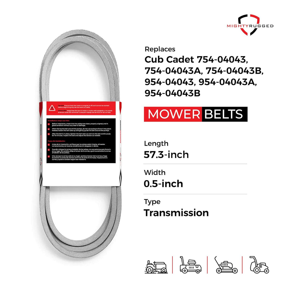 954-04043 Cub Cadet Drive Belt — Fits RZT42, RZT50 KH/KW/VT, RZT54 | Aramid Cord