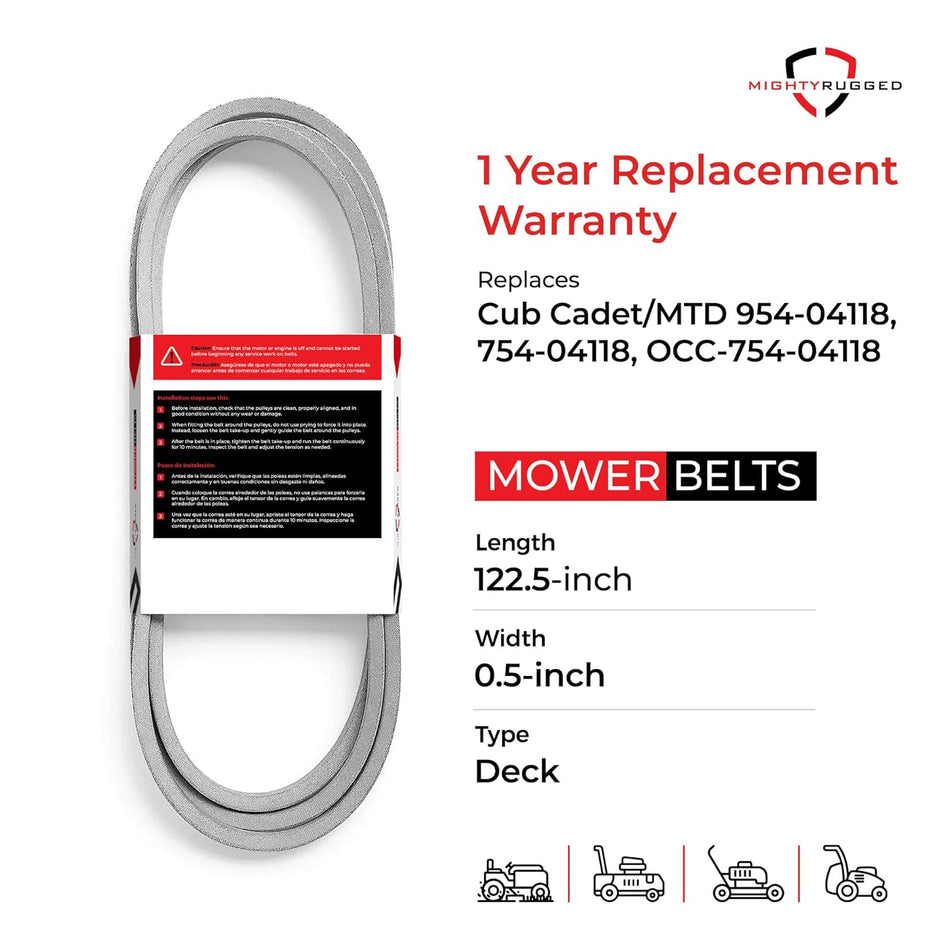 954-04118 Cub Cadet 46" Deck Belt — Fits GTX2100, GTX2154, GTX2154LE | Aramid Cord