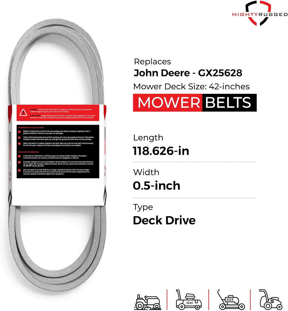 GX25628 John Deere 42" Deck Belt — Fits Z315E, Z320M, Z320R | Aramid Cord