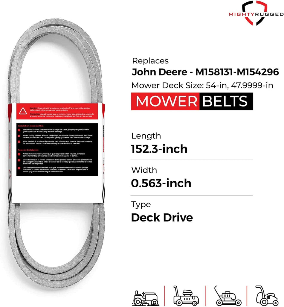 M158131 John Deere 54" Deck Belt — Fits Z425, Z435, Z445 | Aramid Cord