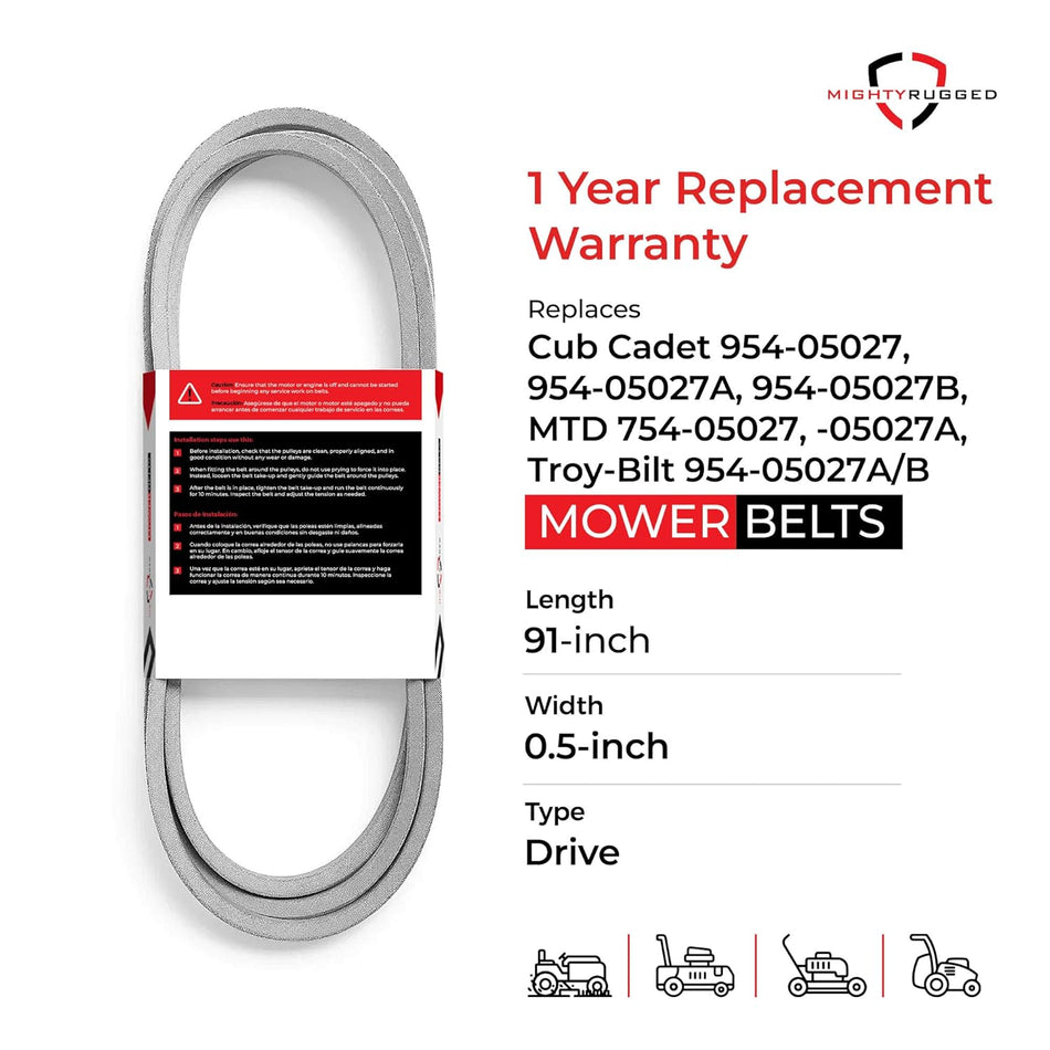 954-05027B Cub Cadet Drive Belt — Fits XT1 LT-42, LT-46, LT-50 | Aramid Cord