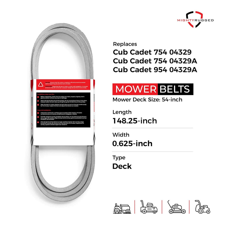 954-04329A Cub Cadet 54" Deck Belt — Fits RZTL54KH, RZTL50KH, ZTL54 | Aramid Cord