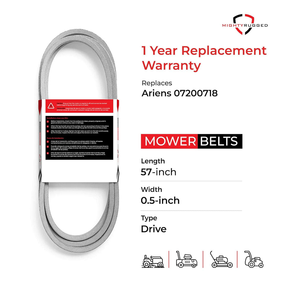 07200718 Ariens Drive Belt — Fits ZTX 42, ZTX 52, IKON-X | Aramid Cord