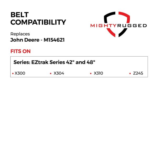 M154621 John Deere 42 inch Deck Belt Replacement - Belt Length 146.2" - Heavy-Duty, Durable, Aramid Cord John Deere Mower Deck Belt for EZtrak series - Also fits on X300, X304, X310, Z245 M154621 John Deere 42 inch Deck Belt Replacement - Belt Length 146.2" - Heavy-Duty, Durable, Aramid Cord John Deere Mower Deck Belt for EZtrak series - Also fits on X300, X304, X310, Z245 - Image 3