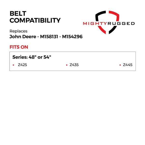 M158131, M154296 John Deere 54" & 48" Mower Deck Belt Replacement - Belt Length 152.3" - Heavy-Duty, Durable, Aramid Cord John Deere Belt Replacement Part for EZtrak Series, Z425, Z435, Z445 - Image 3