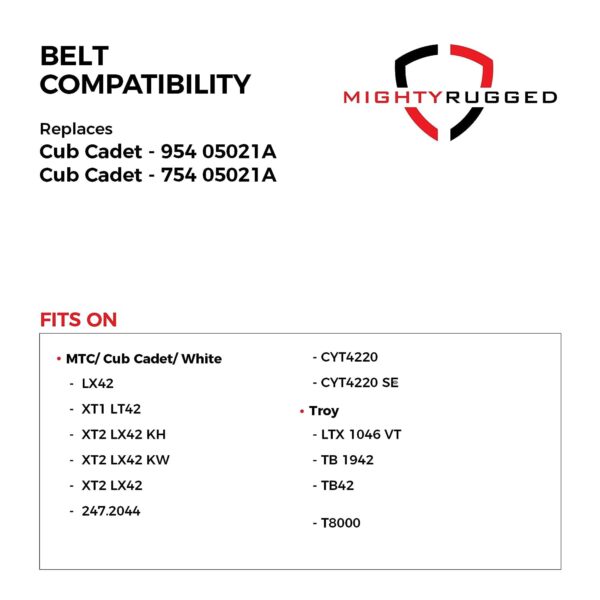 954-05021 MTD/Cub Cadet Lawn Mower Deck Belt Replacement - Belt Length 100" - Heavy-Duty, Durable, Aramid Cord 42" Mower Deck Belt for MTD/Cub Cadet/Troy 954-05021A, 754-05021, 754-05021A - Image 3