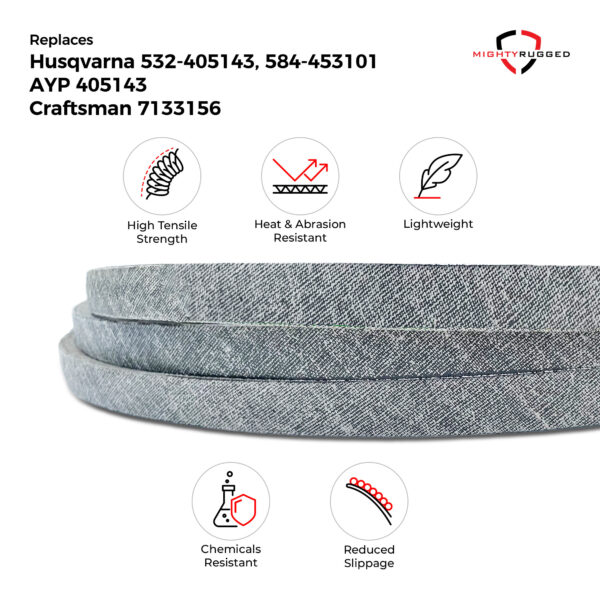 532405143, 405143 Belt Replacement for Craftsman 46 Inch Mower Deck Belt - Belt Length 105 3/4" - Heavy-Duty, Durable, Aramid Cord Deck Belt for Husqvarna YTH22V46, YTH21K46 Deck Belt - Image 3