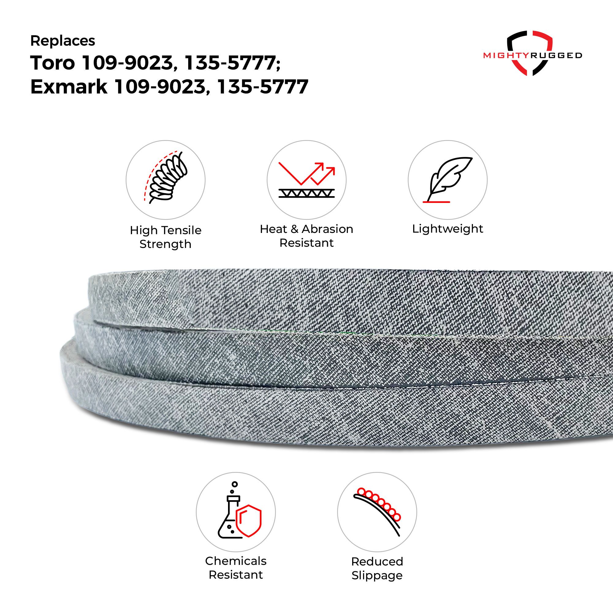 109-9023, 135-5777 Deck Replacement Belt for Exmark Mower - Belt Length 219" - Heavy-Duty, Durable, Aramid Cord Deck Belt for Exmark Lazer Z Series with 72" Deck… - Image 4