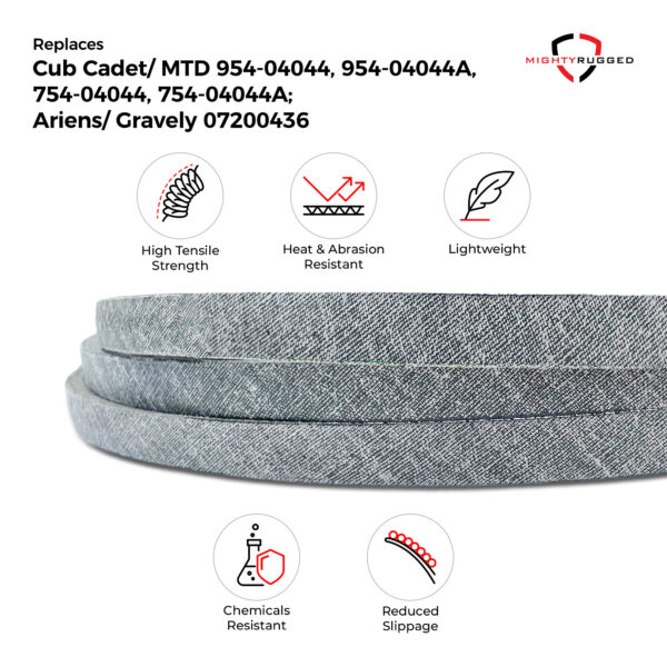 754-04044, 954-04044A 50" Deck Belt Replacement for Cub Cadet - Belt Length 134" - Heavy-Duty, Durable, Aramid Cord Belt - Compatible with Massey Ferguson, MTD, Ariens, Gravely - Image 4