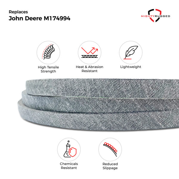 M174994 42 Inch Deck Belt Replacement - Belt Length 144.8" - Heavy-Duty, Durable, Aramid Cord Mower Deck Belt Replacement for X330, X350, X354, X370 - Image 3