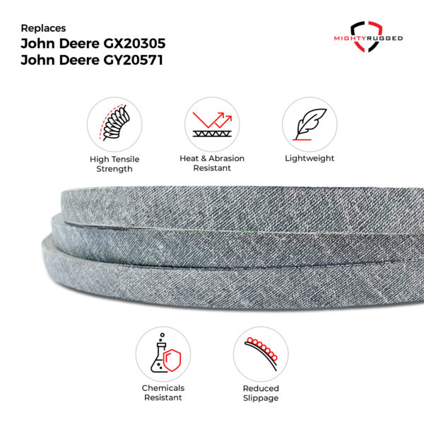GX20305 John Deere Deck Drive Belt Replacement - Belt Length 139.25" - Heavy-Duty, Durable, Aramid Cord for John Deere, Sabre Mowers with 48" Deck - John Deere L120, L130 Deck Drive Belt - Image 3