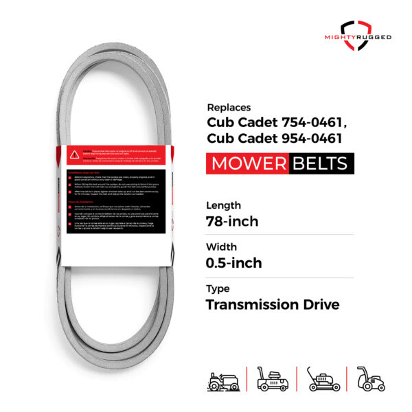 754-0461, 954-0461 Drive Belt for Cub Cadet - Belt Length 78" - Heavy-Duty, Durable, Aramid Cord Belt - Compatible with LT1018, LT1022, LT1024, LT1042, LT1045, LT1046, LT1050, GT1554, SLT1550 - Image 2