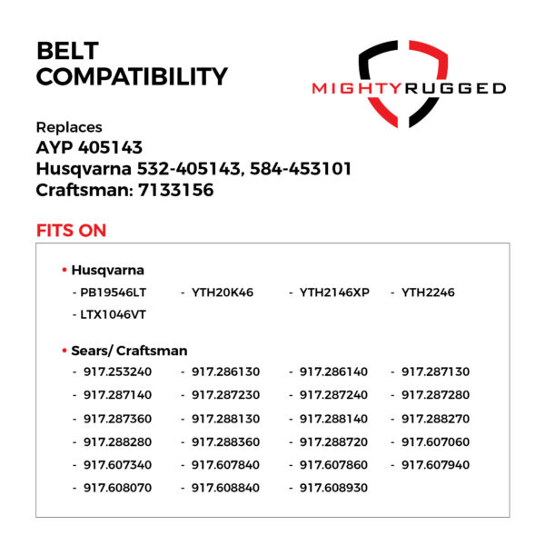 532405143, 405143 Belt Replacement for Craftsman 46 Inch Mower Deck Belt - Belt Length 105 3/4" - Heavy-Duty, Durable, Aramid Cord Deck Belt for Husqvarna YTH22V46, YTH21K46 Deck Belt - Image 4