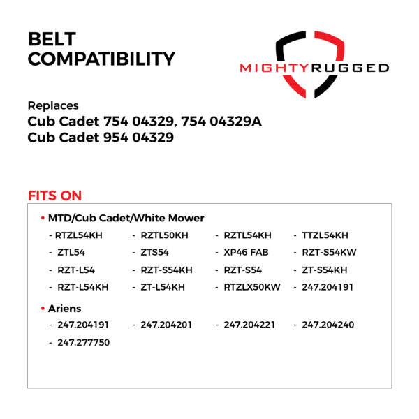 754-04329 Deck Belt Replacement for Cub Cadet - Belt Length 148 1/4" - Heavy-Duty, Durable, Aramid Cord Drive Belt for Cub Cadet S54, L54 KH, S54 KH, S54 KW, LX 54 KW, SX 54 KW, ZT1 - Image 4