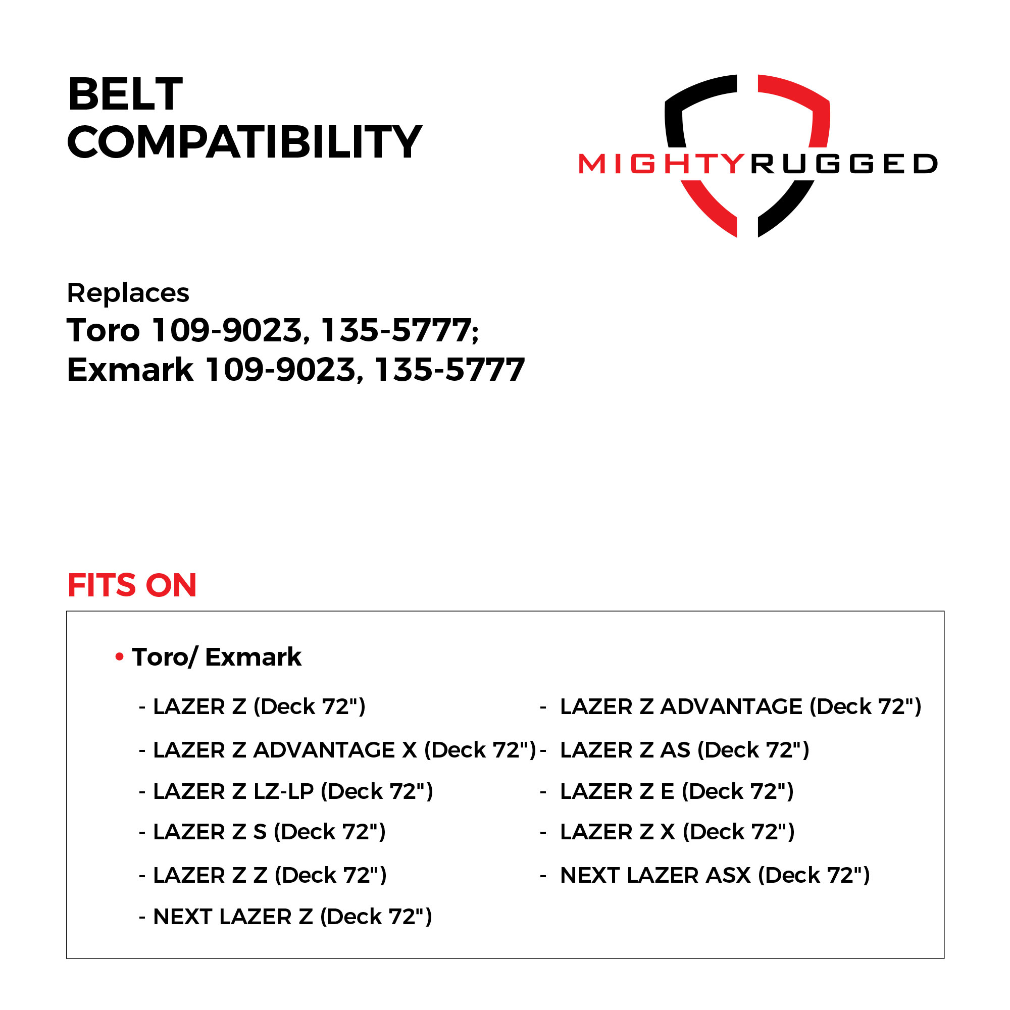 109-9023, 135-5777 Deck Replacement Belt for Exmark Mower - Belt Length 219" - Heavy-Duty, Durable, Aramid Cord Deck Belt for Exmark Lazer Z Series with 72" Deck… - Image 3