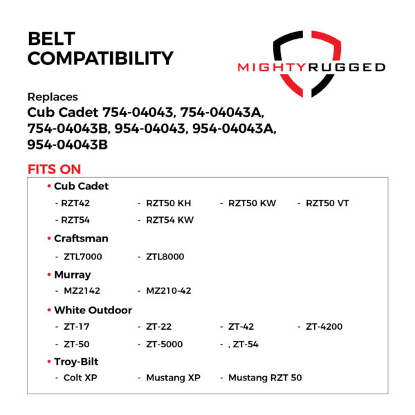754-04043, 954-04043 Transmission Drive Belt Replacement for Cub Cadet - Belt Length 57.3" - Durable, Heavy-Duty Aramid Cord Transmission Belt for 954-04043B, 754-04043A - Image 3