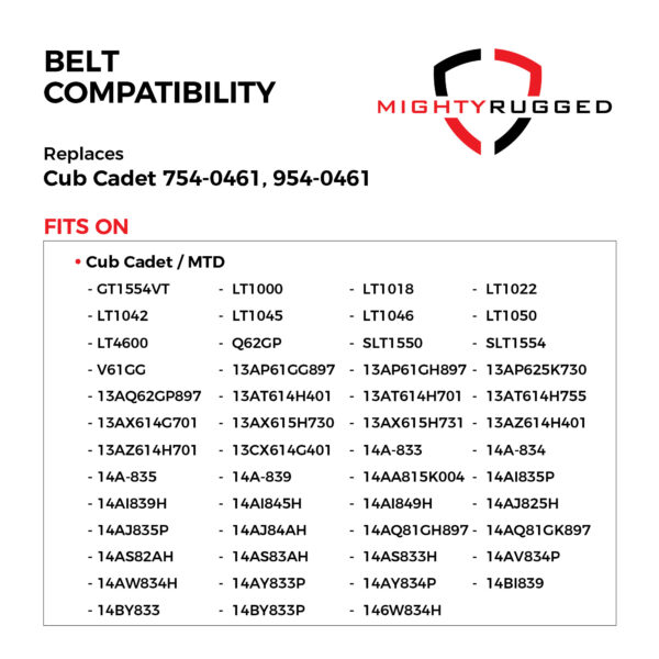 754-0461, 954-0461 Drive Belt for Cub Cadet - Belt Length 78" - Heavy-Duty, Durable, Aramid Cord Belt - Compatible with LT1018, LT1022, LT1024, LT1042, LT1045, LT1046, LT1050, GT1554, SLT1550 - Image 3