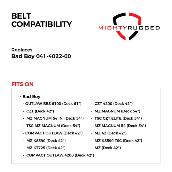 041-4022-00 Deck Replacement Belt for Bad Boy Mowers - Belt Length 141" - Heavy-Duty, Durable, Aramid Cord Belt - Compatible with CZT 4200, MZ Series, MZ Magnum, Outlaw BBS 6100 - Image 3