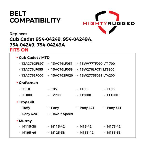 754-04249, 954-04249A Lower Drive Belt Replacement - Belt Length 71.2" - Heavy-Duty, Durable, Aramid Cord Drive Belt - Fits on Select Models of Troy-Bilt, Craftsman, Huskee, Murray - Image 3