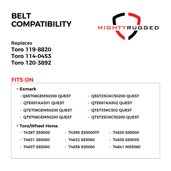 119-8820 Deck Belt Replacement for Toro Timecutter - Belt Length 141-1/2" - Heavy-Duty, Durable, Aramid Cord Drive Belt for Toro Timecutter SS5000, SS5060, MX5060, 74630, 74361, 74632 - Image 4