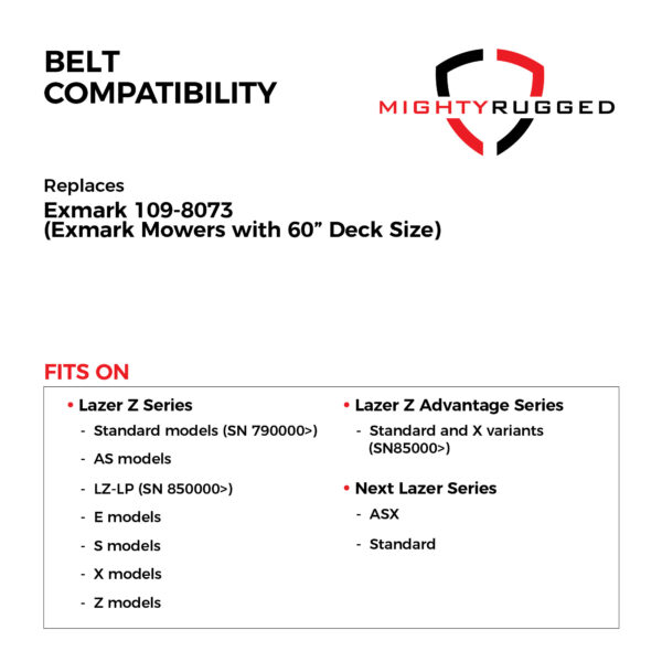 Exmark 109-8073 Replacement Deck Belt - Belt Length 198.98" - Premium, Heavy-Duty Aramid Cord - Exmark LAZER Z series 60 Inch Deck Belt - Replaces Exmark OEM 109-8073, 116-1985, 135-5774 - Image 4