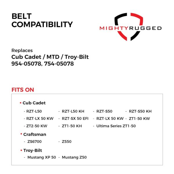 954-05078, 754-05078 Deck Belt Replacement for Cub Cadet - Belt Length 143.25" - Heavy-Duty, Durable, Aramid Cord Belt - Compatible with MTD Troy-Bilt - Image 4