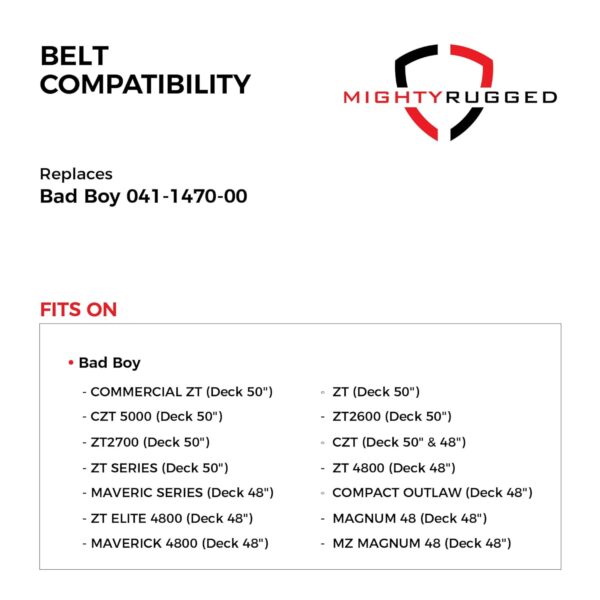 041-1470-00 Deck Belt Replacement for Bad Boy Mowers - Belt Length 149.75" - Heavy-Duty, Durable, Aramid Cord Belt for Bady Boy CZT, ZT, Maverick, Outlaw, and Magnum Series… - Image 3