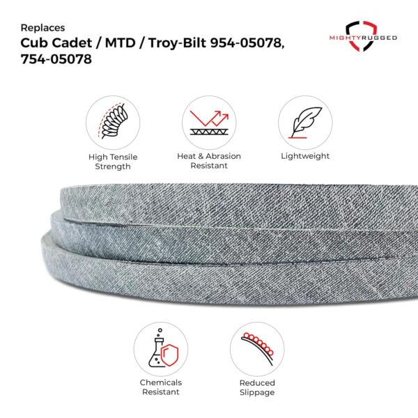 954-05078, 754-05078 Deck Belt Replacement for Cub Cadet - Belt Length 143.25" - Heavy-Duty, Durable, Aramid Cord Belt - Compatible with MTD Troy-Bilt - Image 3