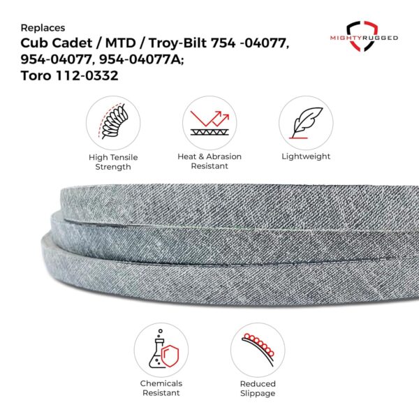 954-04077, 754-04077 Replacement Belt for Cub Cadet 50 Inch Deck - Belt Length 134" - Heavy-Duty, Durable, Aramid Cord Deck Belt for Cub Cadet LT1050, CYT, SLT, TB, XT1, XT2, ZT1, XT1GT, XT2GX Series - Image 3
